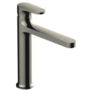 RAK Portofino Mid Height Brushed Nickel Modern Basin Mixer Tap Solid Brass