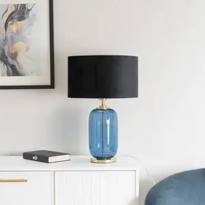 Anacristina Glass Table Lamp Blue / Black