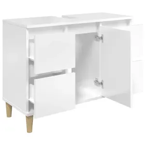 Berkfield Sink Cabinet High Gloss White 80x33x60 cm Engineered Wood