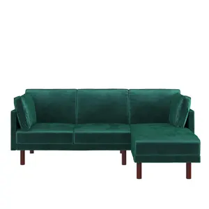 Clair sectional Sofa Bed in green velvet