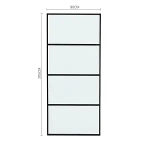 4 Lite Panel Modern Black Glass and Aluminum Sliding Barn Door Internal Door with 6ft Hardware Kit