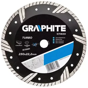 GRAPHITE 57H630, turbo angle grinder diamond disc blade 230mm x 22.2 bore