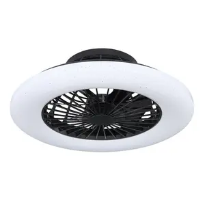 Crystiana Ceiling Fan with LED Lights Black