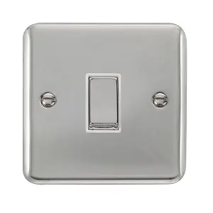 Curved Polished Chrome 10A 1 Gang 2 Way Ingot Light Switch - White Trim - SE Home