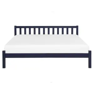 Wooden EU King Size Bed Navy Blue FLORAC