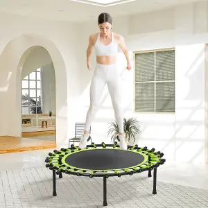 40 Inch Black  Green Round Garden Trampoline Fitness Trampoline for Kids and Adults