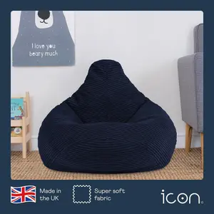 icon Kids Dalton Corduroy Bean Bag Chair Navy Blue Childrens Bean Bags