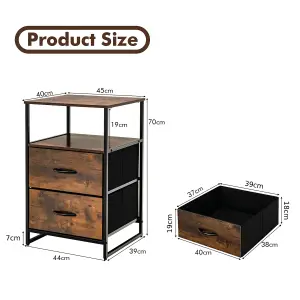 Costway Industrial 2-Drawer Storage Cabinet Dresser Organizer w/ Removable Fabric Drawers