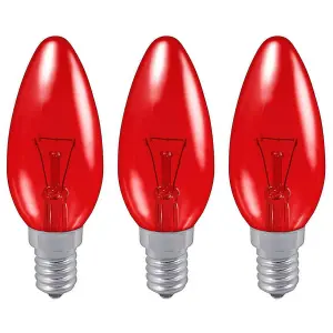 Crompton Lamps 40W Candle E14 Dimmable Fireglow Red (3 Pack)