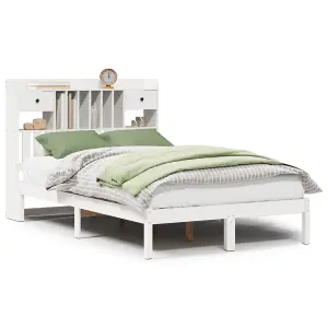 Berkfield Bookcase Bed without Mattress White 120x200 cm Solid Wood Pine