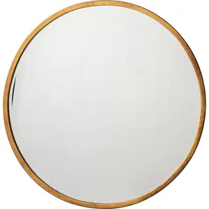 Thora Metal Flat Wall Mirror Higgins Round Mirror Black / 80cm H x 80cm W