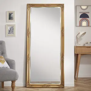 Leaner Mirror Highbury Bevelled edge Glass Rectangle Full Length with Antique Gold Frame- H 165cm X W 74cm