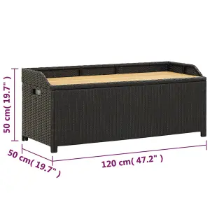 vidaXL Garden Storage Bench 120 cm Poly Rattan Black