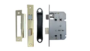 3 Lever Mortice Brass Sash Lock Key 2.5" 64mm Bolt Through Reversable Bathroom Handle Locks