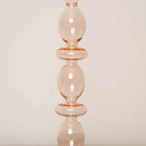 Melody Maison Tall Pale Pink Glass Candle Holder - 27cm