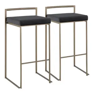 Daggett 68.5cm Bar Stool (Set of 2) Stainless Steel / Black / Bar Stool (30.75" Seat Height)