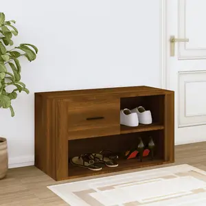 Berkfield Shoe Cabinet Brown Oak 80x35x45 cm Engineered Wood