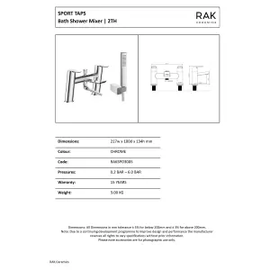 RAK Sport Polished Chrome Modern Bath Shower Mixer Tap Solid Brass