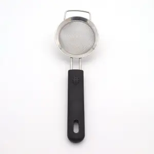 Stainless Steel Fine Mesh Strainer Sieve - Black Handle, Durable & Efficient 20cm