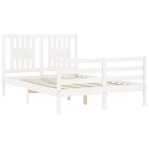 Berkfield Bed Frame with Headboard White 140x190 cm Solid Wood