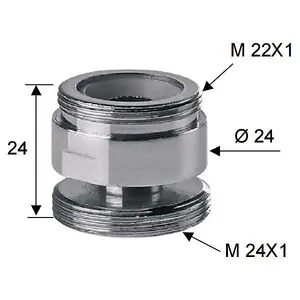 Swivel Metal Adaptor For Water Kitchen Faucet Tap Aerator 22mm to 24mm Male