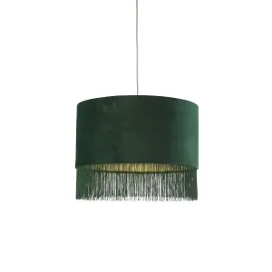 Lighting Collection Velvet Fringe Shade Green