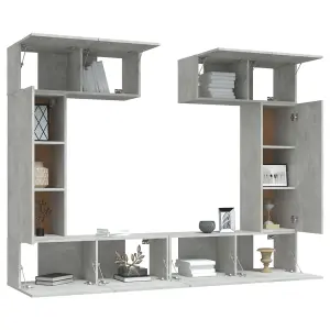 Berkfield 6 Piece TV Cabinet Set Concrete Grey Engineered Wood