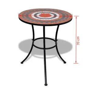 Berkfield Bistro Table Terracotta and White 60 cm Mosaic