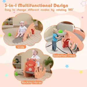 Costway 3-in-1 Kids Slide Rocking Horse Toy Set Indoor Kids Rocking Sliding Climbing Toy