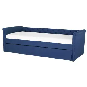 Fabric EU Single Trundle Bed Blue LIBOURNE