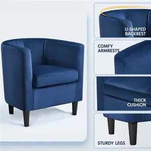 Yaheetech Blue Upholstered Velvet Club Chair