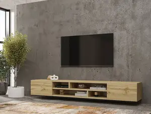 Elegant Coby 40 TV Cabinet 2090mm in Oak Wotan - Modern Entertainment Solution H330mm D450mm