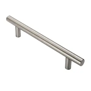 2x Straight T Bar Pull Handle 775 x 30mm 600mm Fixing Centres Satin Steel