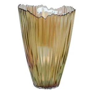 Mocha Rippled Glass Vase H25Cm W14.5Cm