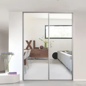 Form Valla Minimalist Silver effect Silver effect frame Mirrored Sliding wardrobe door, (H) 2260mm x (W) 922mm