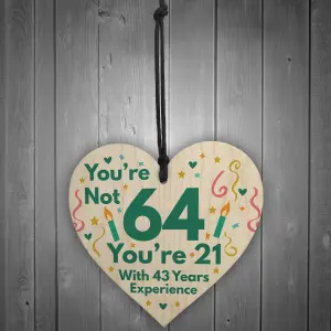 Red Ocean Funny Birthday Gifts Novelty 64th Birthday Gift Wooden Heart Sign Funny Birthday Card