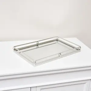 Melody Maison Silver Rectangle Mirrored Display Tray