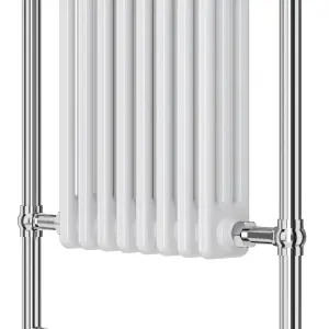 VURTU7 Designer Vertical Period Style Column Radiator, 952(H) x 659(W), Chrome White, 613682