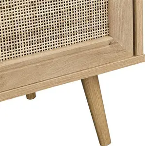 Frances Natural Wood & Woven Rattan Bedside Table, 1-Drawer Cabinet - Nightstand - Bedside Cabinets - Daals - Bedside Tables