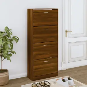 Berkfield Shoe Cabinet Brown Oak 63x24x147 cm Engineered Wood