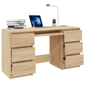 Berkfield Writing Desk Sonoma Oak 140x50x77 cm Engineered Wood