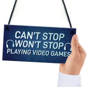 Funny Gaming Sign For Son Brother Dad Hanging Bedroom Sign Gamer Gift