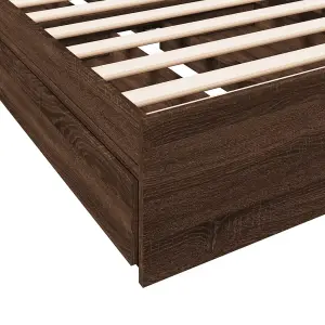 Berkfield Bed Frame with Drawers without Mattress Brown Oak 90x190 cm Single