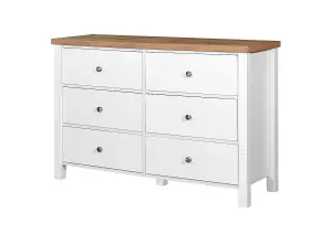 Astbury 6 Drawer Bedroom Cabinet Chest of Drawers White and Oak