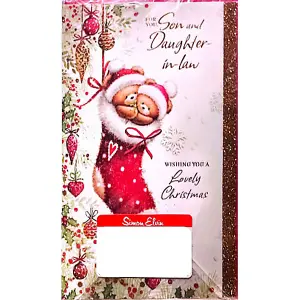 Simon Elvin Son And Daughter In Law Christmas Card (Pack of 6) Red/White/Gold (One Size)