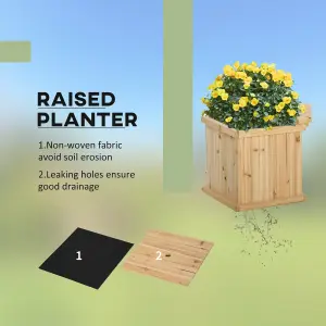 Outsunny Wooden Garden Planter & Bench Combination Garden Raised Bed Natural