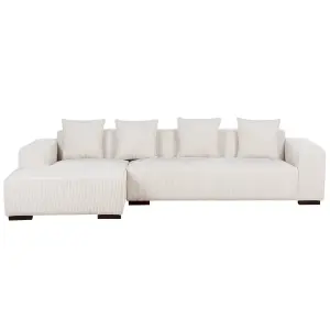 Corner Sofa LUNGO Off-White Corduroy Right Hand