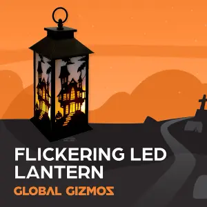 Global Gizmos LED Light Halloween Decoration / Flickering Candle Lantern Effect / 6 Hour Timer / Hanging Hook