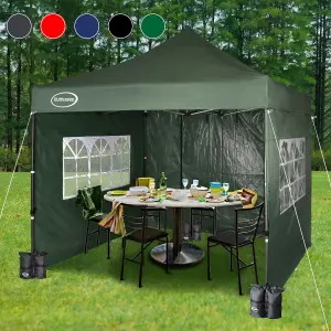 MCC Direct Maximus 3x3 Heavy Duty Pop up Green Gazebo With Sides