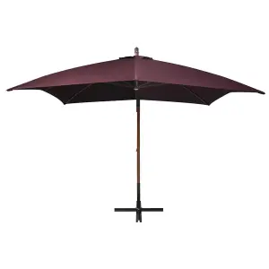 Berkfield Hanging Parasol with Pole Bordeaux Red 3x3 m Solid Fir Wood